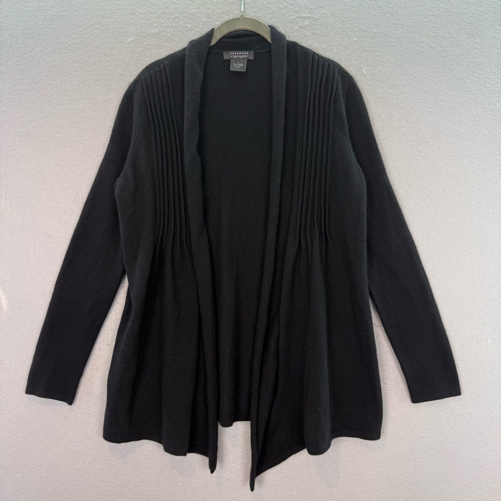 Cashmere by Bloomingdale’s women’s cashmere open front cardigan sweater black M